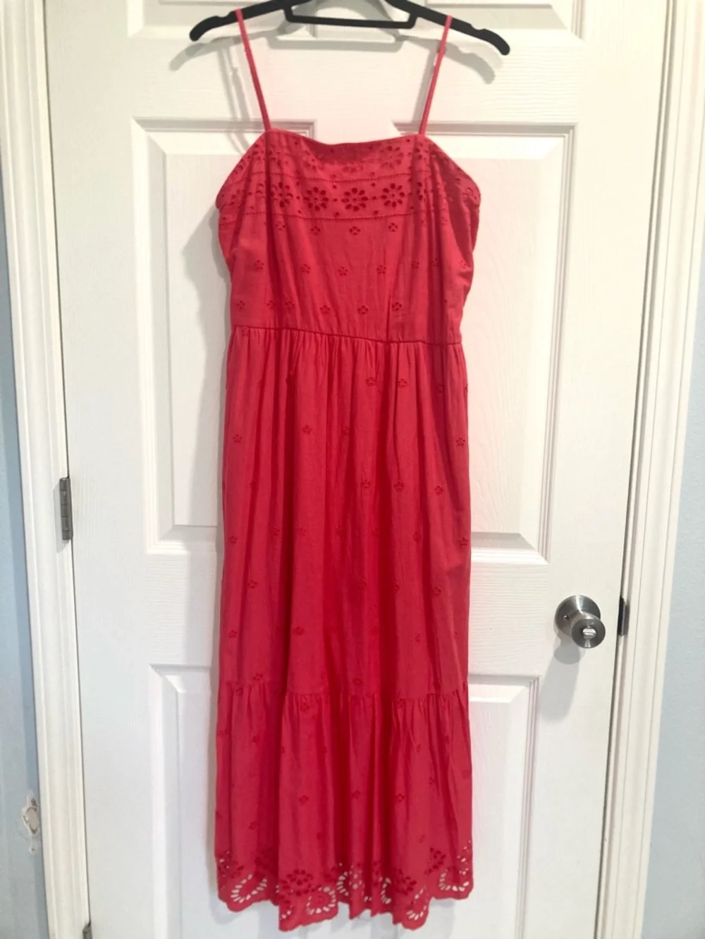 Japna Large 100% Cotton Lined Red Maxi Dress Embroidered Boho Chic - Picture 2 of 12